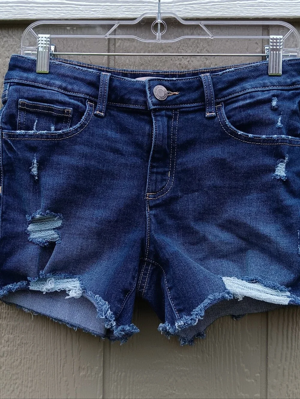 SO Denim Distressed Cut-Off  Low Rise Midi Shorts Juniors Size 9 Waist 29